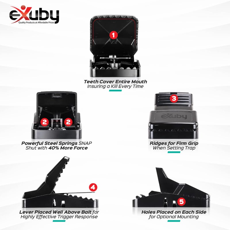 eXuby Large Powerful Rat Traps - Kills Instantly with Powerful Steel Spring - Setup in Seconds - Wash & Reuse Over & Over - Hands Free Disposal - Rat Control Without Harmful Poisons (4) - Image 4